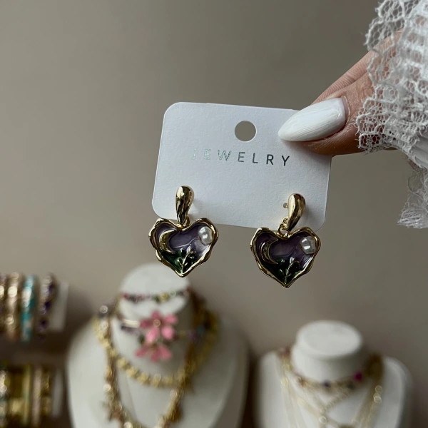 Moonlight Pearl Heart Küpe