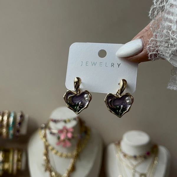 Moonlight Pearl Heart Küpe