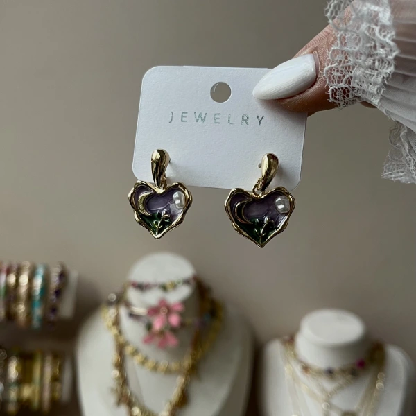 Moonlight Pearl Heart Küpe