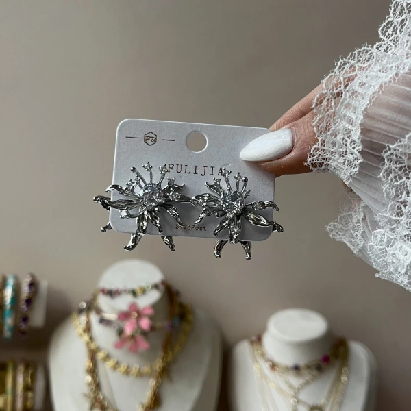 Kristal Çiçek Küpe