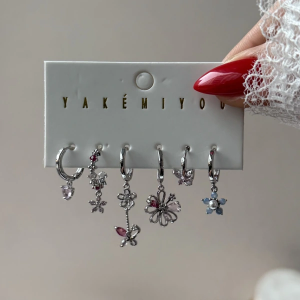 Çiçek Rüyası 6lı Küpe Seti