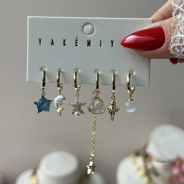 Ocean Kiss 6lı Küpe Seti