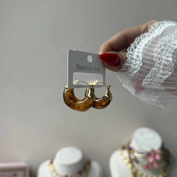 Kahve Işıltısı Küpe