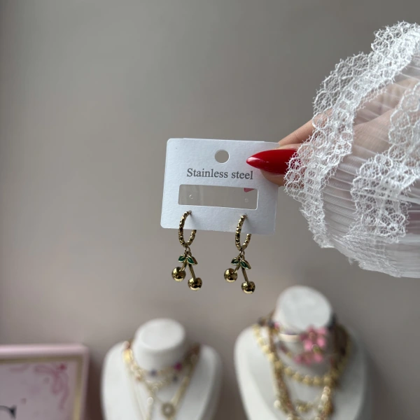 Kirazlı Vintage Küpe