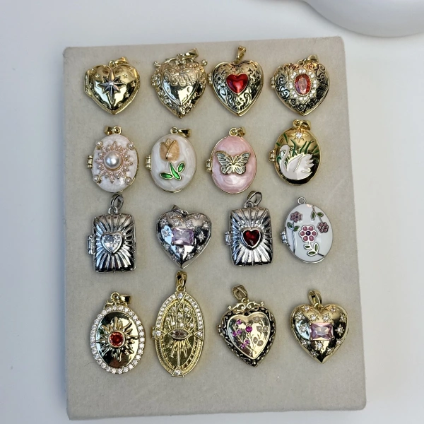 Desenli Fotoğraflı Kapaklı Kolye