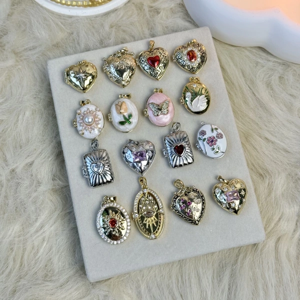 Desenli Fotoğraflı Kapaklı Kolye