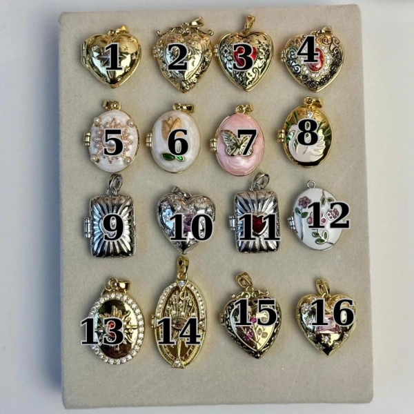 Desenli Fotoğraflı Kapaklı Kolye