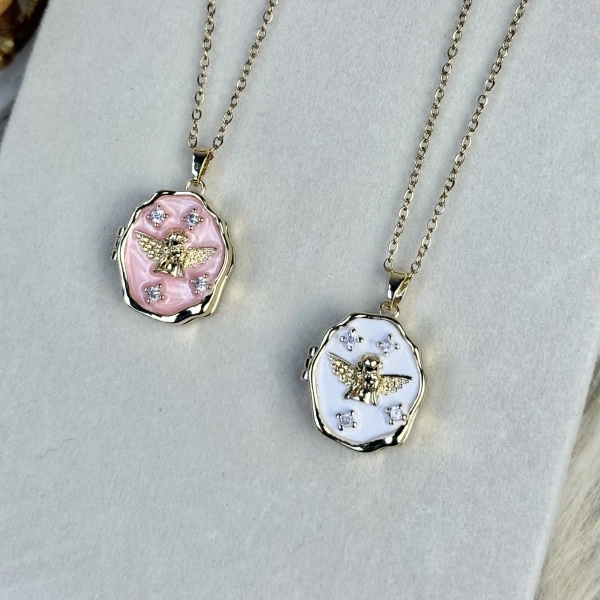 Melek Motifli Fotoğraflı Kolye