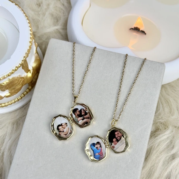 Melek Motifli Fotoğraflı Kolye