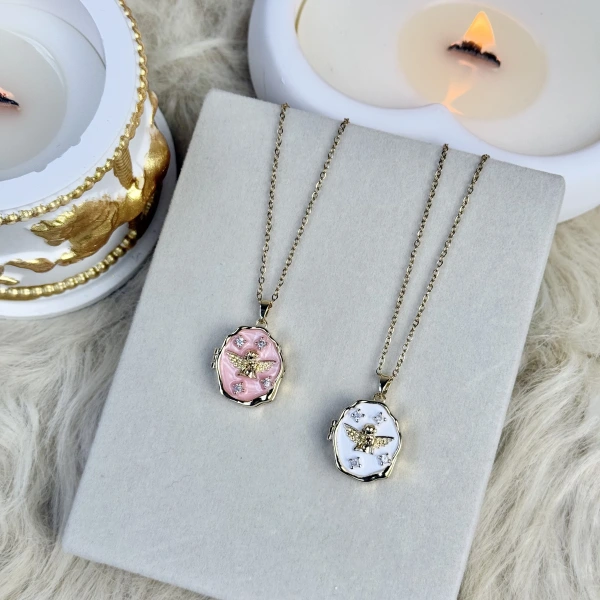 Melek Motifli Fotoğraflı Kolye