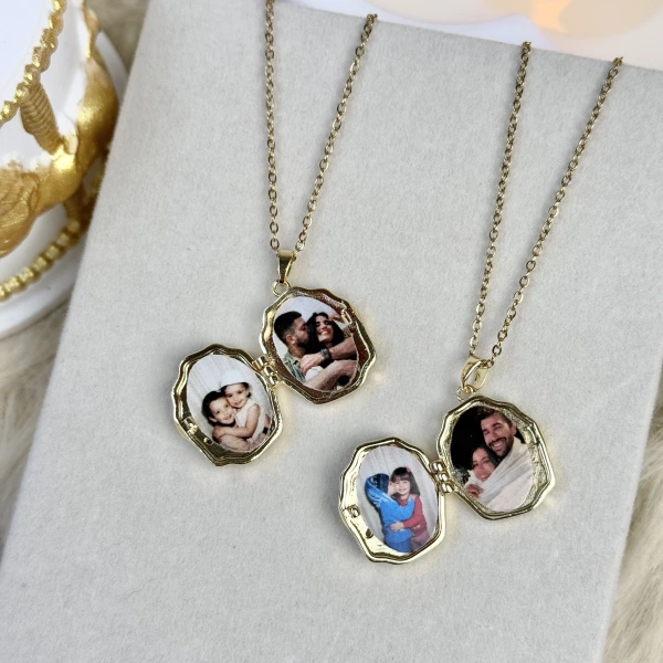 Melek Motifli Fotoğraflı Kolye