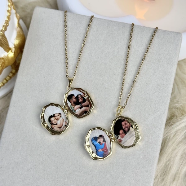Melek Motifli Fotoğraflı Kolye