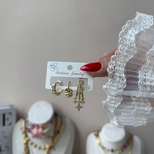 Işık Tanesi 3lü Küpe Seti