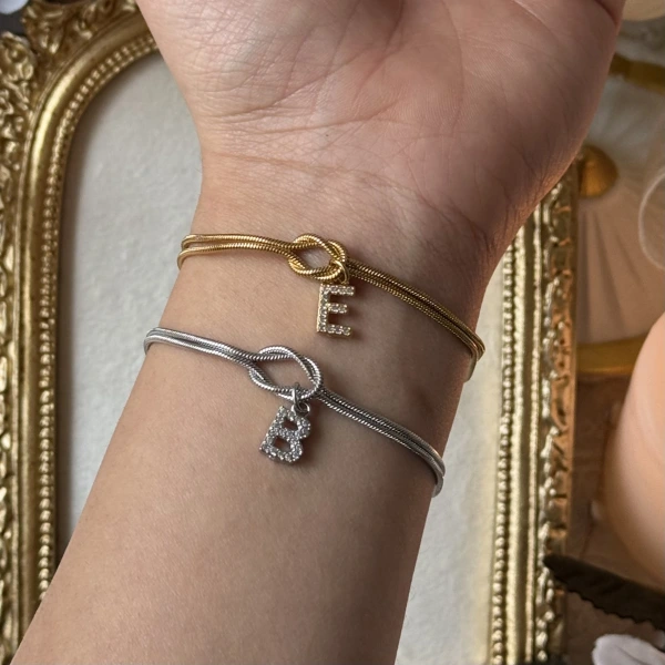 Taşlı Harfli Düğüm Bileklik