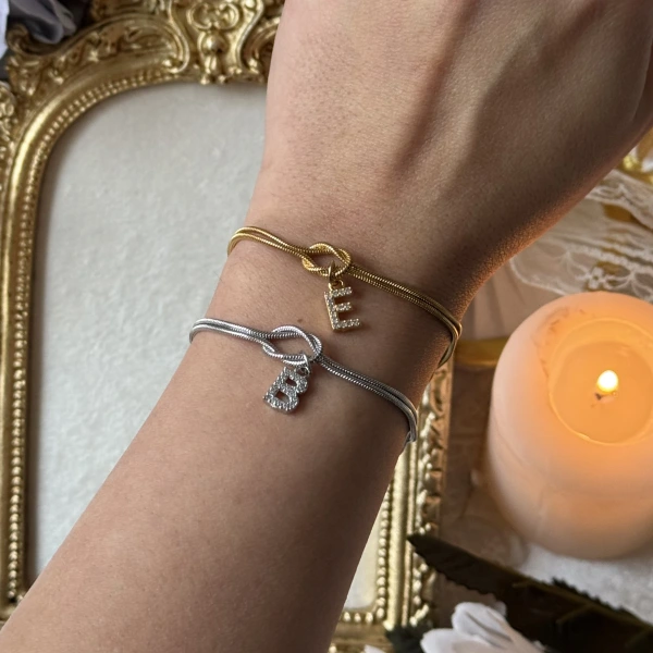 Taşlı Harfli Düğüm Bileklik