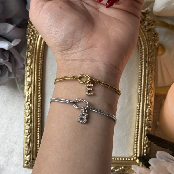 Taşlı Harfli Düğüm Bileklik