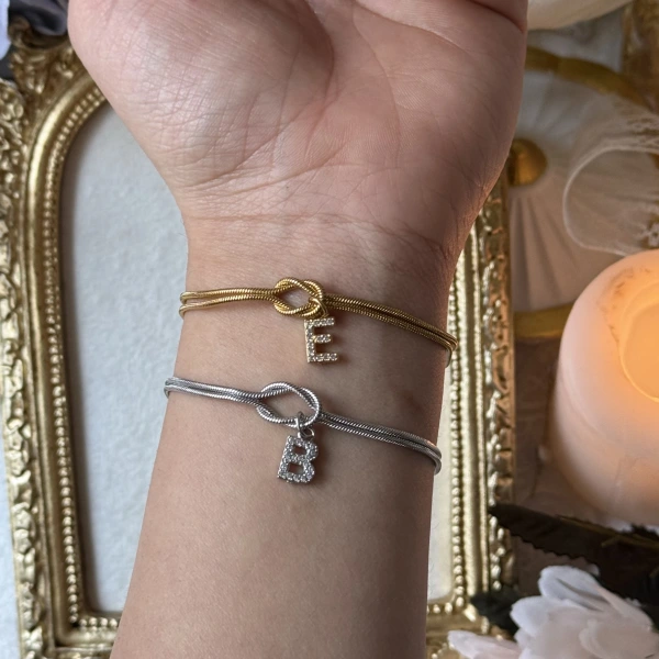 Taşlı Harfli Düğüm Bileklik