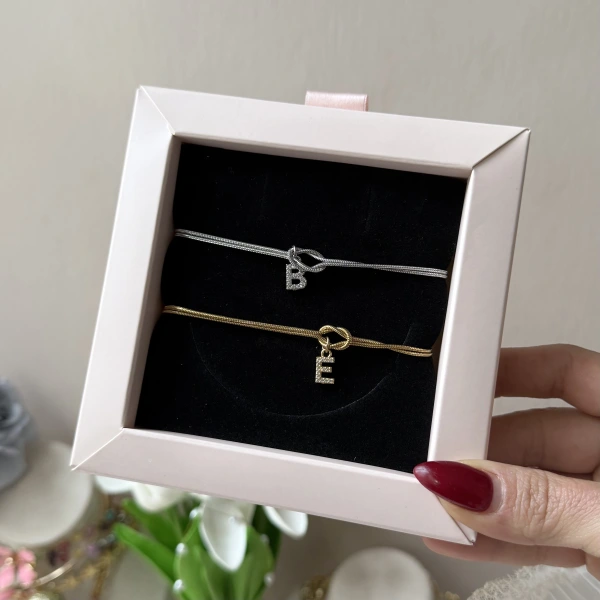 Taşlı Harfli Düğüm Bileklik