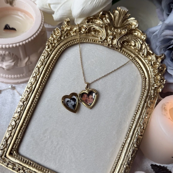 Gül Charmlı Fotoğraflı Kolye (1,5 cm )