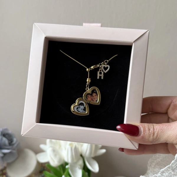 Harfli Asansörlü Fotoğraflı Kolye ( 1,5 cm )