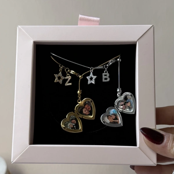 Harfli Asansörlü Fotoğraflı Kolye ( 1,5 cm )