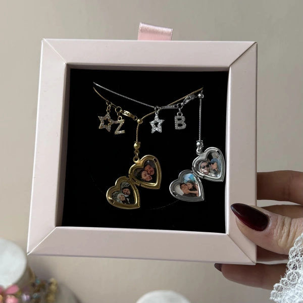 Harfli Asansörlü Fotoğraflı Kolye ( 1,5 cm )