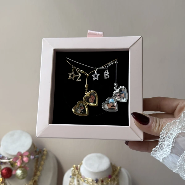 Harfli Asansörlü Fotoğraflı Kolye ( 1,5 cm )