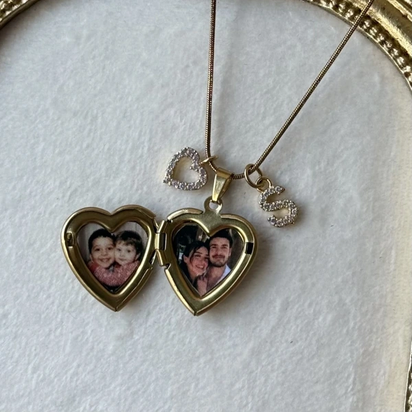 Harf Charmlı Fotoğraflı Kolye ( 1.5 cm )