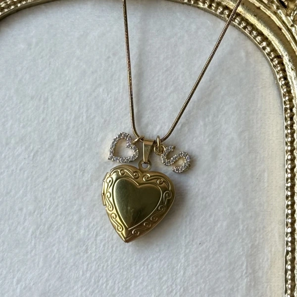 Harf Charmlı Fotoğraflı Kolye ( 1.5 cm )