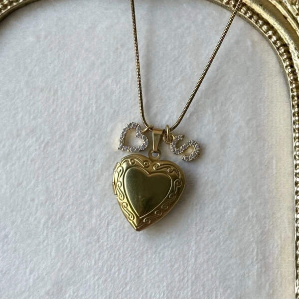 Harf Charmlı Fotoğraflı Kolye ( 1.5 cm )