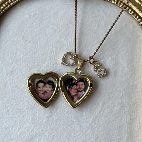 Harf Charmlı Fotoğraflı Kolye ( 1.5 cm )