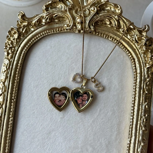 Harf Charmlı Fotoğraflı Kolye ( 1.5 cm )