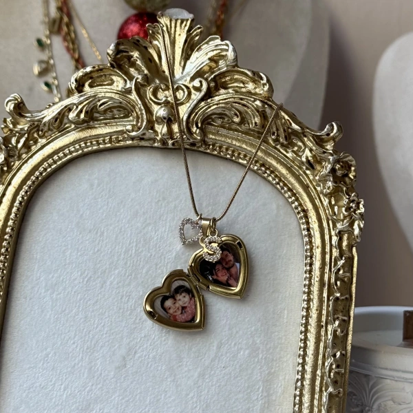 Harf Charmlı Fotoğraflı Kolye ( 1.5 cm )