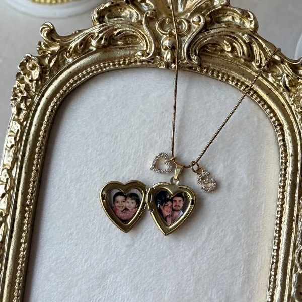 Harf Charmlı Fotoğraflı Kolye ( 1.5 cm )