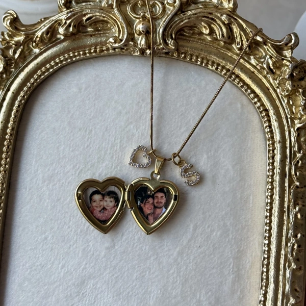 Harf Charmlı Fotoğraflı Kolye ( 1.5 cm )