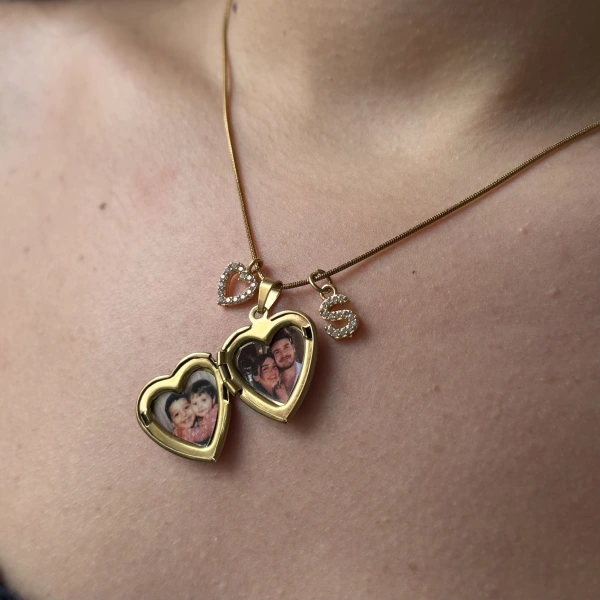 Harf Charmlı Fotoğraflı Kolye ( 1.5 cm )