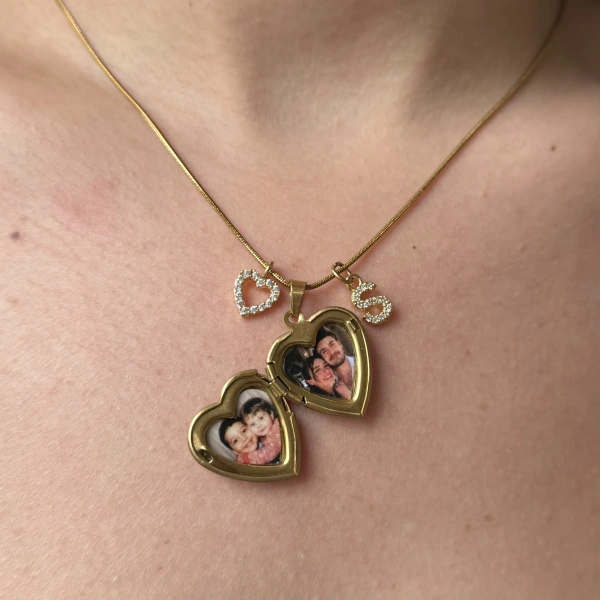 Harf Charmlı Fotoğraflı Kolye ( 1.5 cm )