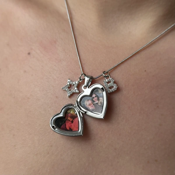 Harf Charmlı Fotoğraflı Kolye ( 1.5 cm )