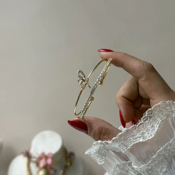 Prenses Pembe Kelebek Kelepçe Bileklik