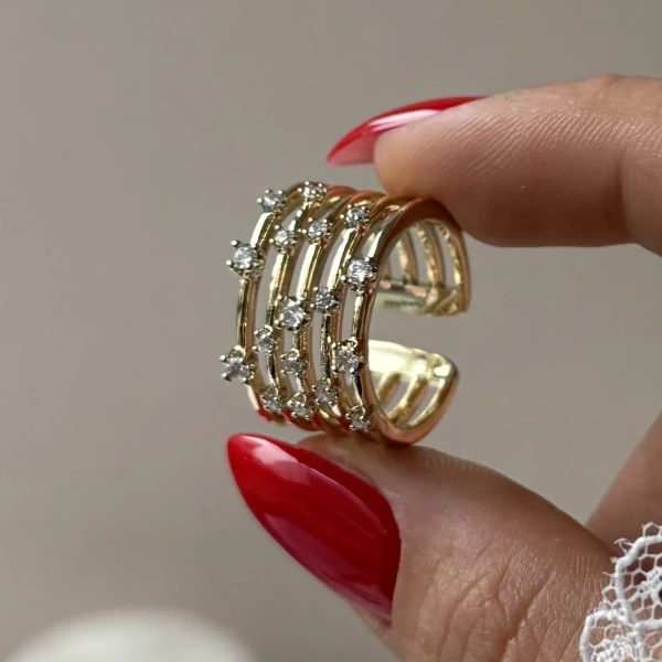 Aura Taşlı Şerit Yüzük