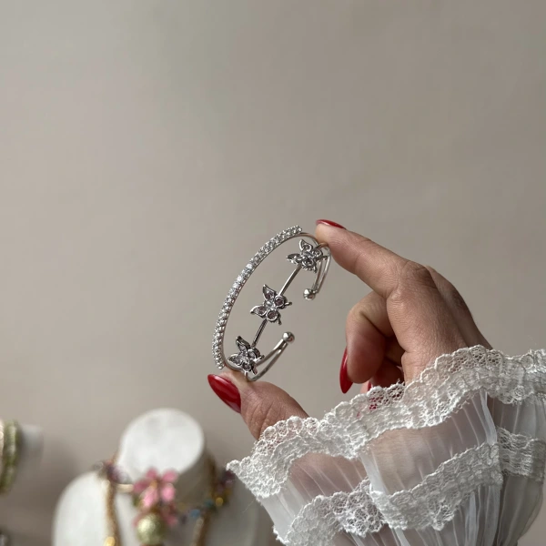 Prenses Pembe Taşlı Kelebek Rüyası Kelepçe Bileklik