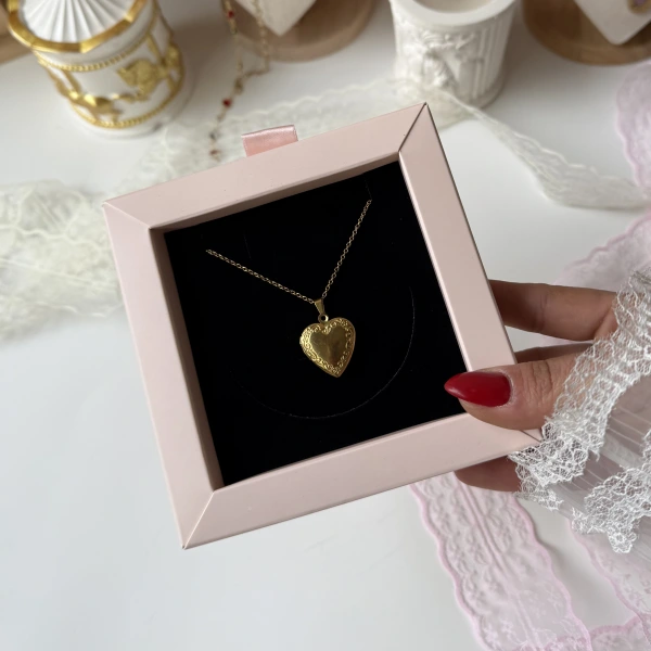 Fotoğraflı Kapaklı Kalp Kolye (1,5cm)