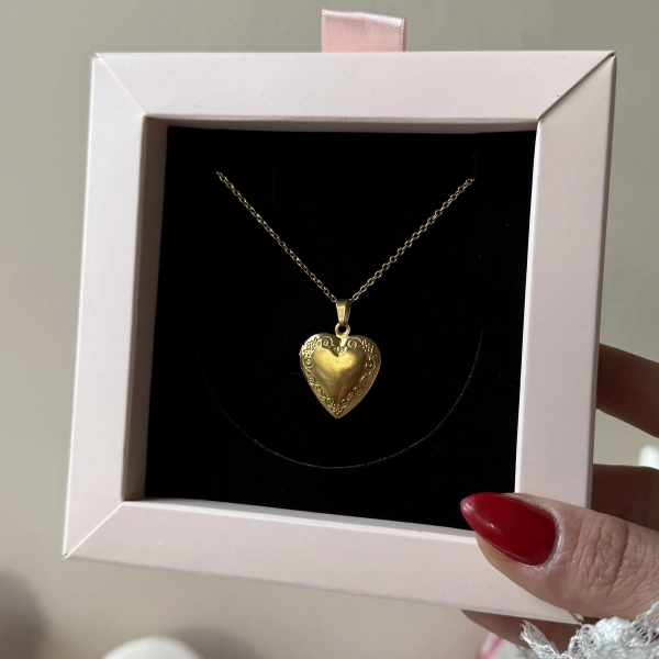 Fotoğraflı Kapaklı Kalp Kolye (1,5cm)