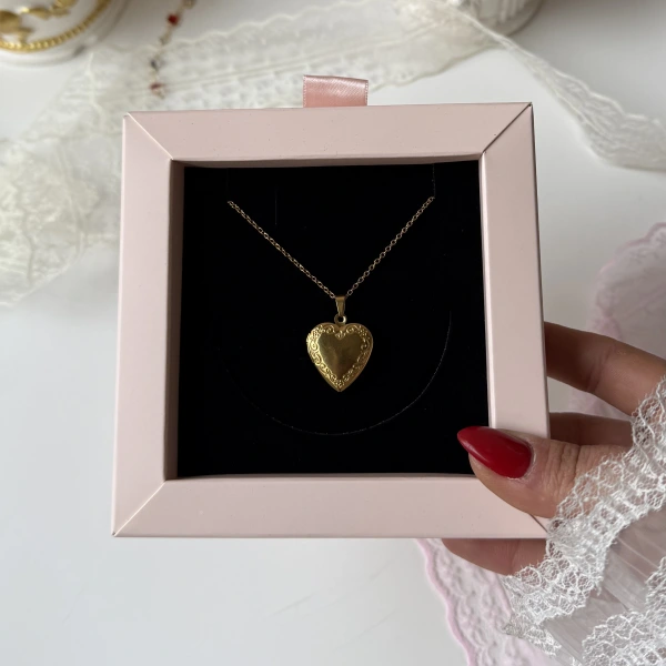 Fotoğraflı Kapaklı Kalp Kolye (1,5cm)