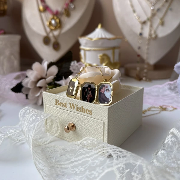 Kuzey Yıldızı Fotoğraflı Kapaklı Kolye (1,7cm)