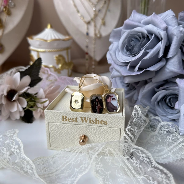 Kuzey Yıldızı Fotoğraflı Kapaklı Kolye (1,7cm)