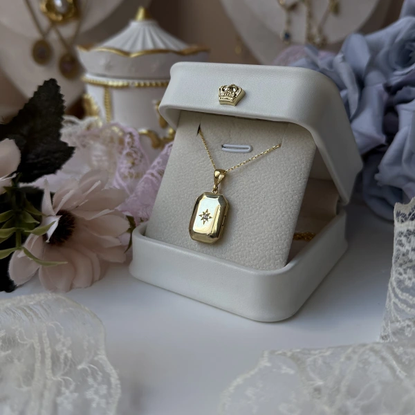 Kuzey Yıldızı Fotoğraflı Kapaklı Kolye (1,7cm)