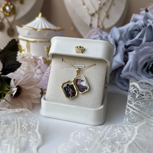 Kuzey Yıldızı Fotoğraflı Kapaklı Kolye (1,7cm)