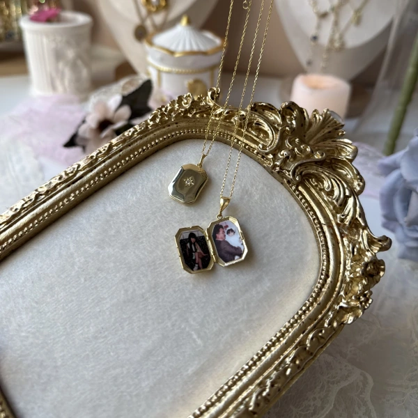 Kuzey Yıldızı Fotoğraflı Kapaklı Kolye (1,7cm)