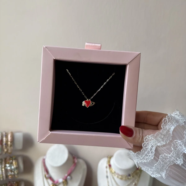 Fil ve Kalp Charmlı Kolye